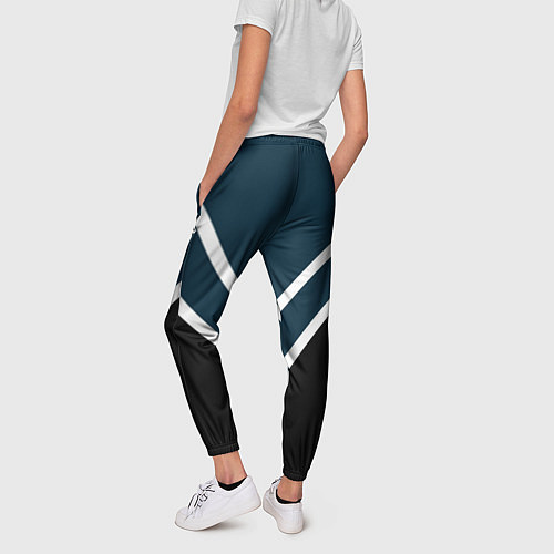 Женские брюки Синий с чёрным и белые полосы / 3D-принт – фото 4