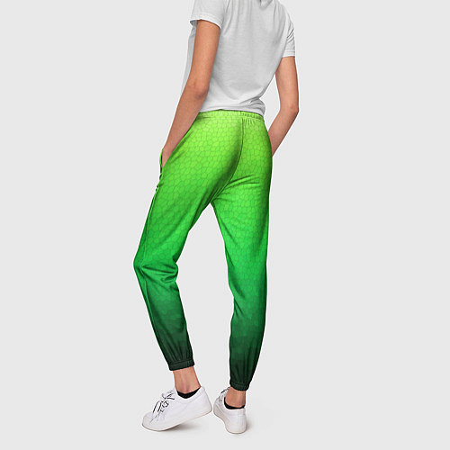 Женские брюки Градиент мозаика зелёный в тёмный / 3D-принт – фото 4
