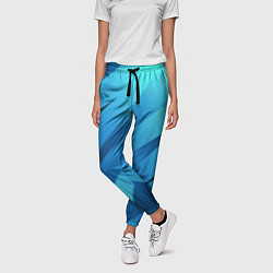 Брюки женские Сине-голубой абстрактные полосы, цвет: 3D-принт — фото 2