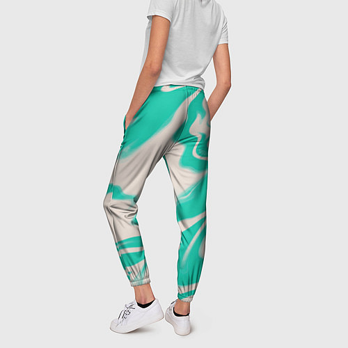 Женские брюки Color white turquoise / 3D-принт – фото 4