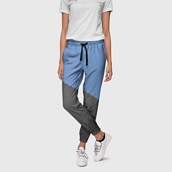 Брюки женские Сине-серый геометричный, цвет: 3D-принт — фото 2