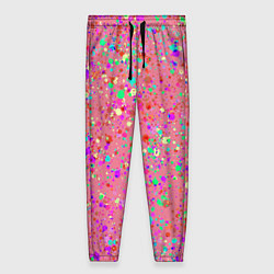 Брюки женские Розовый с разноцветными брызгами, цвет: 3D-принт