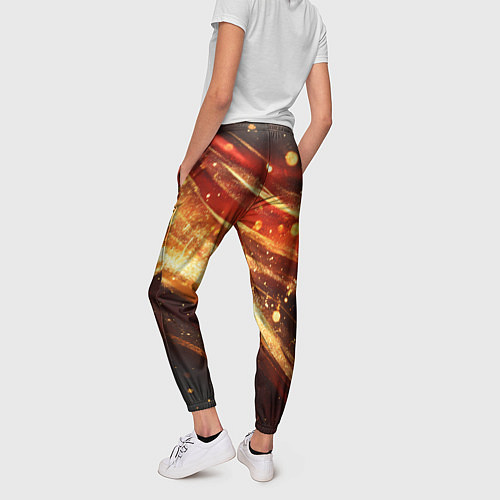 Женские брюки Красно-золотая текстура на черном / 3D-принт – фото 4