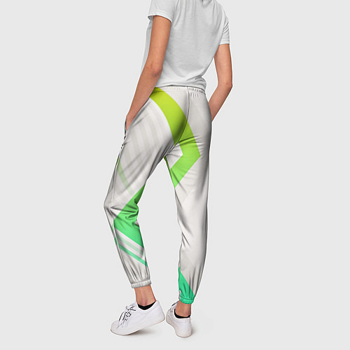 Женские брюки Color white line green / 3D-принт – фото 4