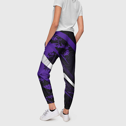 Женские брюки Color black purple line / 3D-принт – фото 4
