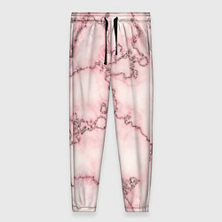 Женские брюки Розовая абстракция с мраморной текстурой и блеском