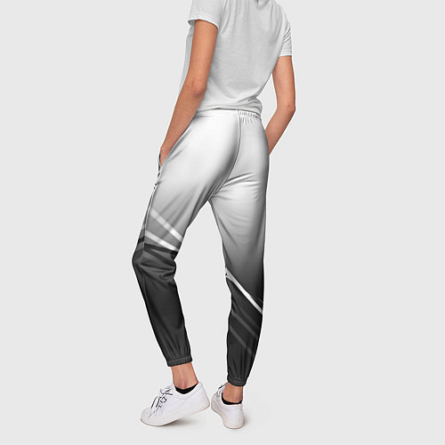 Женские брюки Градиент с полосами из белого в тёмный / 3D-принт – фото 4