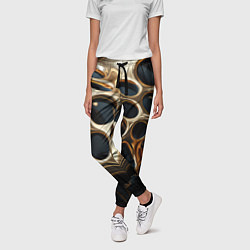 Брюки женские Черно-золотая абстракция, цвет: 3D-принт — фото 2