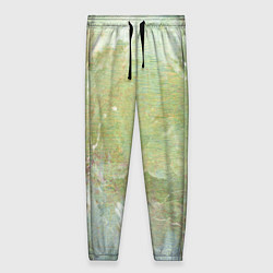 Брюки женские Абстракция - white waves on green background, цвет: 3D-принт