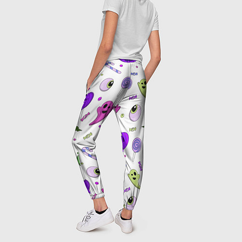 Женские брюки Halloween purple pumpkin pattern / 3D-принт – фото 4