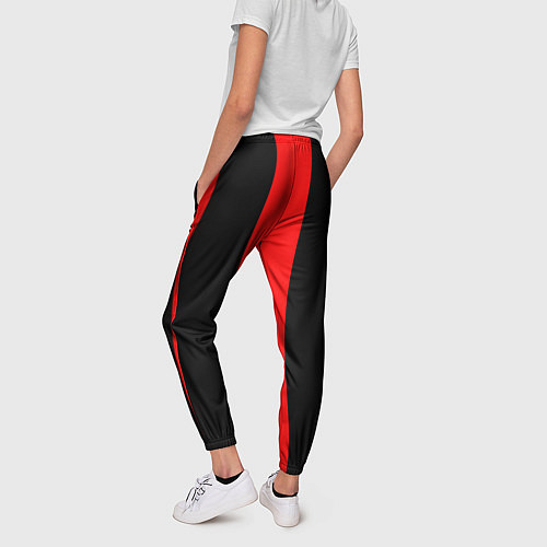 Женские брюки Color black red lines / 3D-принт – фото 4