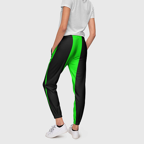 Женские брюки Color green black lines / 3D-принт – фото 4