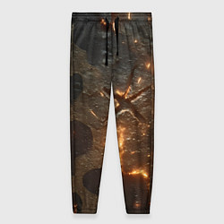 Брюки женские Искры в разломах на камуфляже, цвет: 3D-принт