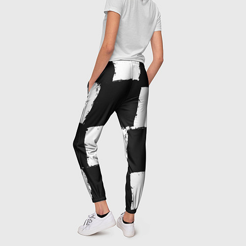 Женские брюки Черные квадраты в виде шахматной доски / 3D-принт – фото 4