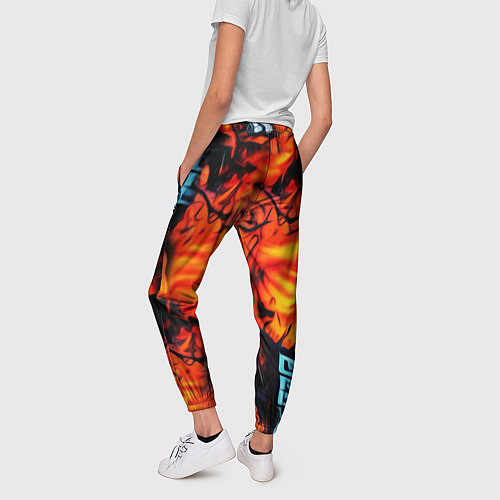 Женские брюки Абстрактная текстура рыжего пламени / 3D-принт – фото 4