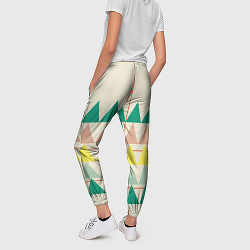 Женские брюки Абстрактный лес - треугольники на светлом / 3D-принт – фото 4