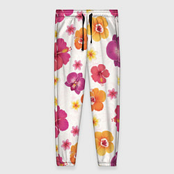 Брюки женские Тропический букет - узор с яркими гибискусами и ор, цвет: 3D-принт