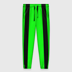 Брюки женские Color black and green stripes, цвет: 3D-принт