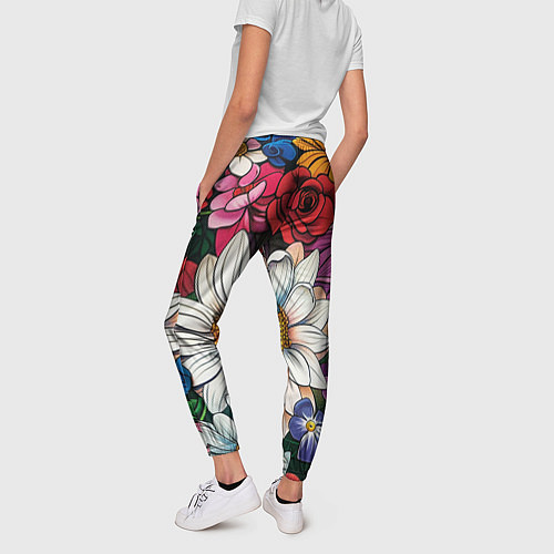 Женские брюки Крупные цветы / 3D-принт – фото 4