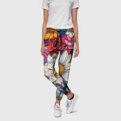Брюки женские Крупные цветы, цвет: 3D-принт — фото 2