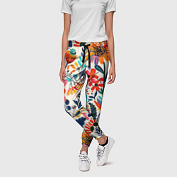 Брюки женские Простые цветы, цвет: 3D-принт — фото 2