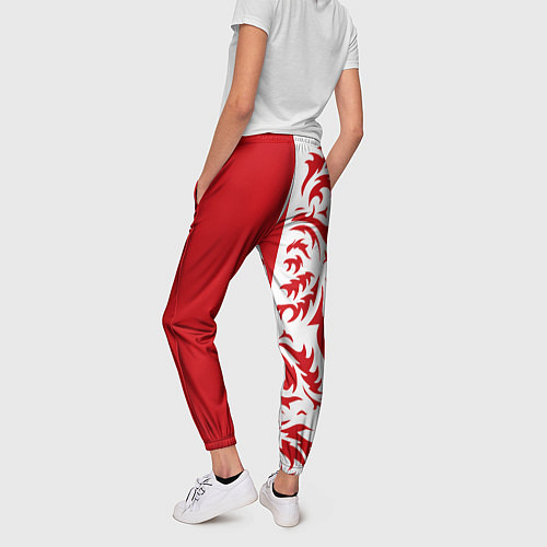 Женские брюки Россия - красная хохлома / 3D-принт – фото 4