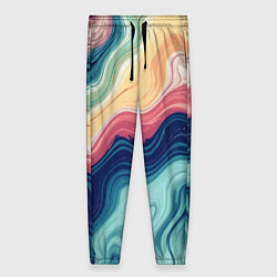 Брюки женские Абстрактные волнистые линии синий, цвет: 3D-принт