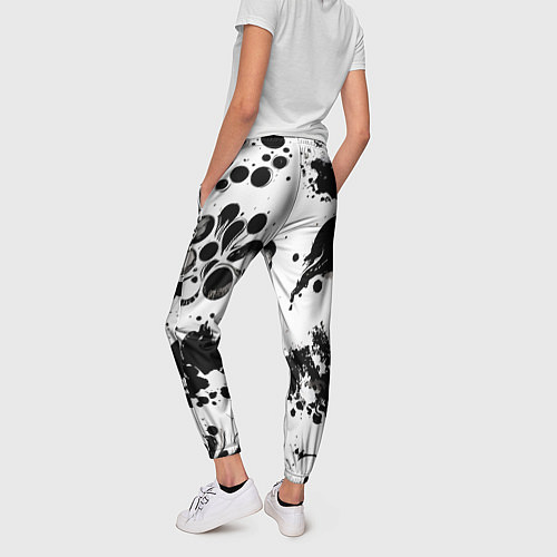Женские брюки Чёрно-белые кляксы - абстракция / 3D-принт – фото 4