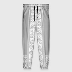 Женские брюки Славянский узор на сером - вышиванка рубаха