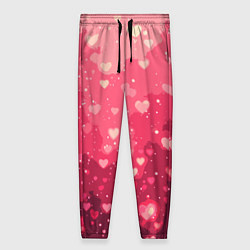 Брюки женские Розовый с сердечками паттерн, цвет: 3D-принт