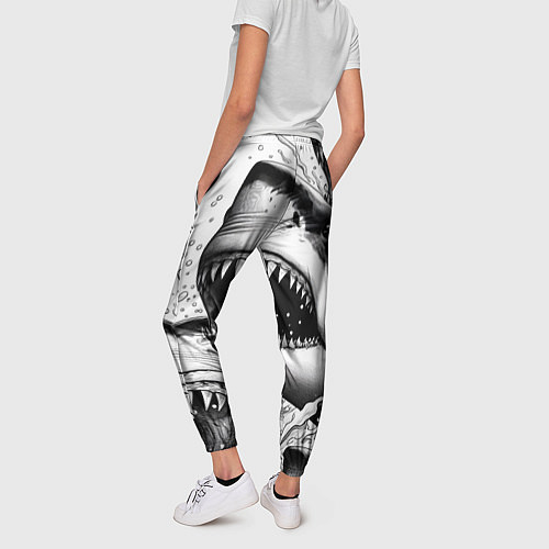 Женские брюки Белая акула - стая / 3D-принт – фото 4