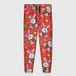 Брюки женские Новогодний паттерн с зайчиком, цвет: 3D-принт
