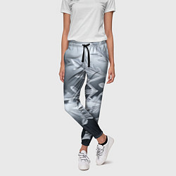 Брюки женские Снежинка на черно белое, цвет: 3D-принт — фото 2