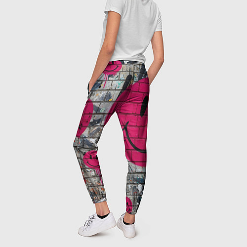 Женские брюки Розовые смайлы граффити / 3D-принт – фото 4
