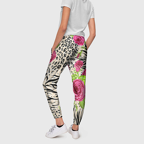 Женские брюки Цветочная шкура зебры / 3D-принт – фото 4