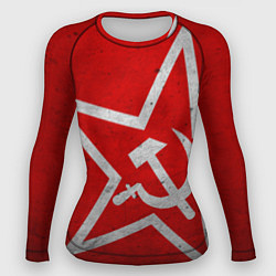 Рашгард женский Флаг СССР: Серп и Молот, цвет: 3D-принт