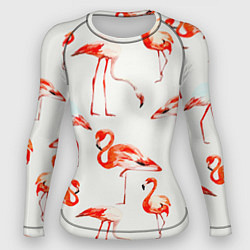 Рашгард женский Оранжевые фламинго, цвет: 3D-принт