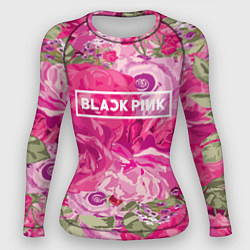 Рашгард женский Black Pink: Abstract Flowers, цвет: 3D-принт