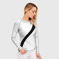 Рашгард женский Ремень безопасности - черная полоса прикол на бело, цвет: 3D-принт — фото 2