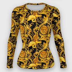 Рашгард женский Львы золотые узоры, цвет: 3D-принт