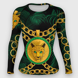 Рашгард женский Золотой леопард и цепь, цвет: 3D-принт