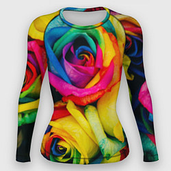 Рашгард женский Разноцветные розы, цвет: 3D-принт