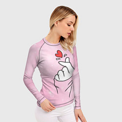 Рашгард женский Сердечко пальцами, цвет: 3D-принт — фото 2
