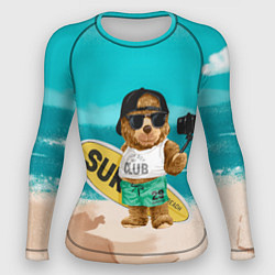 Рашгард женский Медвежонок серфер, цвет: 3D-принт