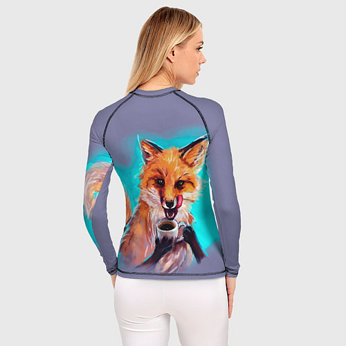 Женский рашгард Лиса с кофе / 3D-принт – фото 4