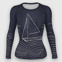Рашгард женский Одинокий корабль в море, цвет: 3D-принт