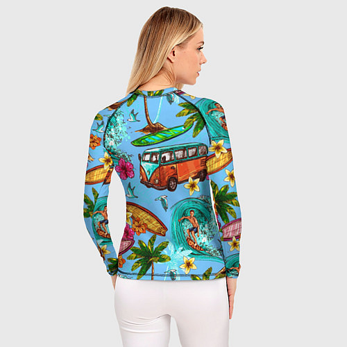 Женский рашгард Пальмы, волны, серфинг / 3D-принт – фото 4