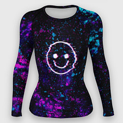 Рашгард женский GLITCH SMILE ГЛИТЧ СМАЙЛ, цвет: 3D-принт