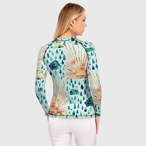 Женский рашгард Осенний паттерн: Дождь и солнце / 3D-принт – фото 4