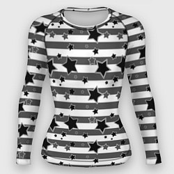 Рашгард женский Черно-белый полосатый узор, цвет: 3D-принт